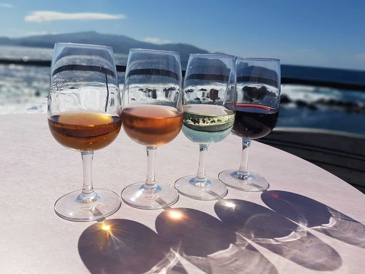 Pico, Azores, wines sparkling with ocean backdrop