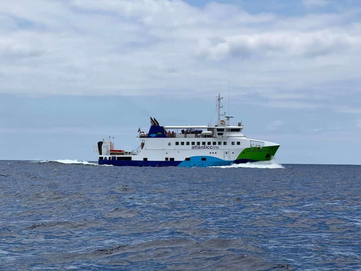 Altanticoline ferry traveling between Pico and Faial on a summer day