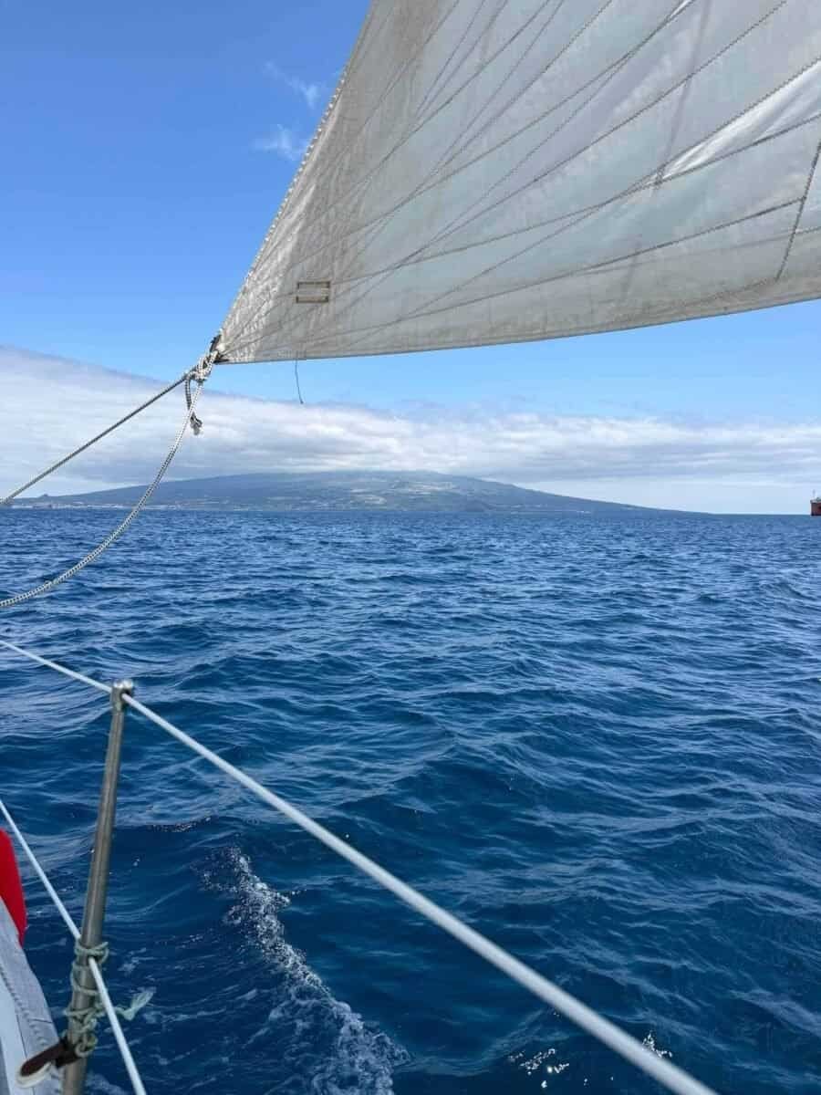 Sailing on the Pico-Faial channel on a summer day.
